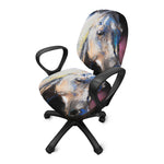 White Horse Portrait Print Office Chair Cover
