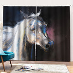 White Horse Portrait Print Pencil Pleat Curtains