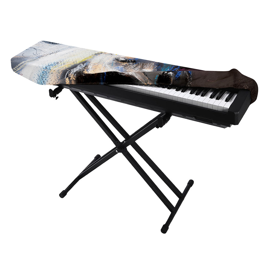 White Horse Portrait Print Piano Keyboard Cover