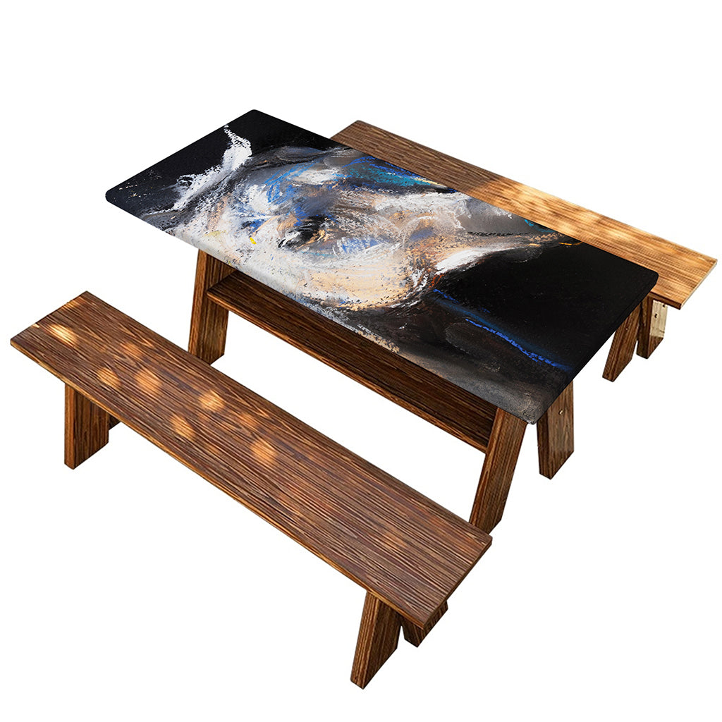 White Horse Portrait Print Picnic Table Cover