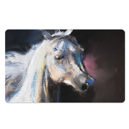White Horse Portrait Print Polyester Doormat