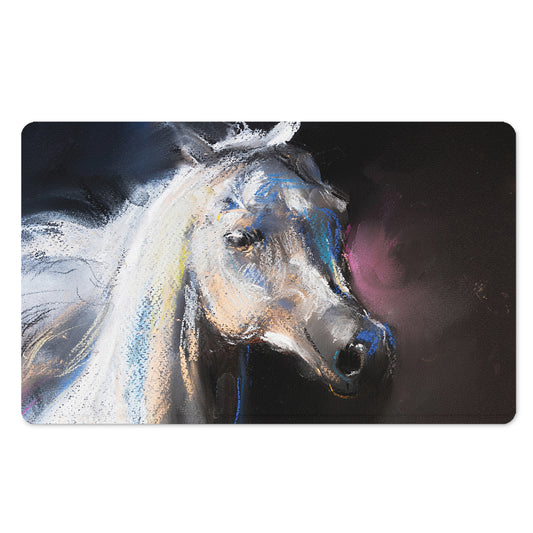 White Horse Portrait Print Polyester Doormat