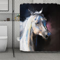 White Horse Portrait Print Polyester Shower Curtain