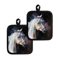 White Horse Portrait Print Pot Holders