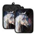 White Horse Portrait Print Pot Holders With Pocket