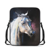 White Horse Portrait Print Rectangular Crossbody Bag