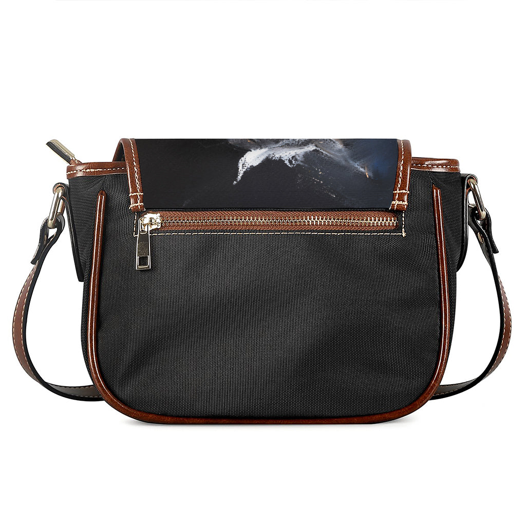 White Horse Portrait Print Saddle Bag