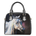 White Horse Portrait Print Shoulder Handbag