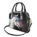 White Horse Portrait Print Shoulder Handbag
