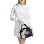 White Horse Portrait Print Shoulder Handbag