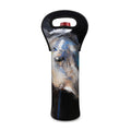 White Horse Portrait Print Single Neoprene Wine Tote