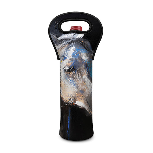 White Horse Portrait Print Single Neoprene Wine Tote