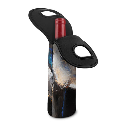 White Horse Portrait Print Single Neoprene Wine Tote