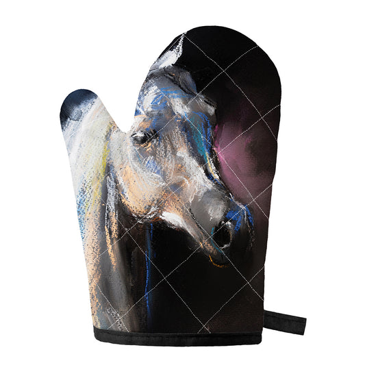 White Horse Portrait Print Single Oven Mitt