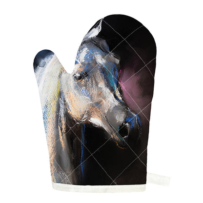 White Horse Portrait Print Single Oven Mitt