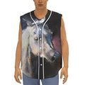 White Horse Portrait Print Sleeveless Baseball Jersey