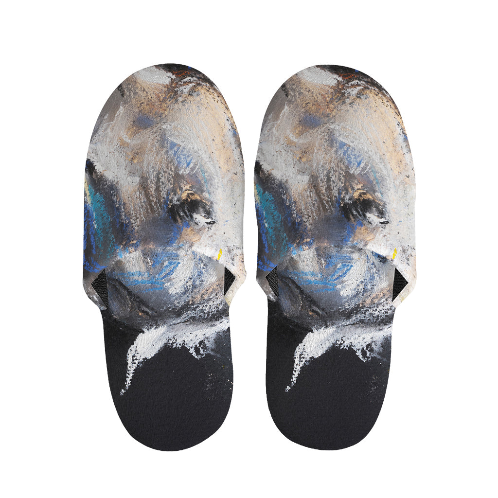 White Horse Portrait Print Slippers