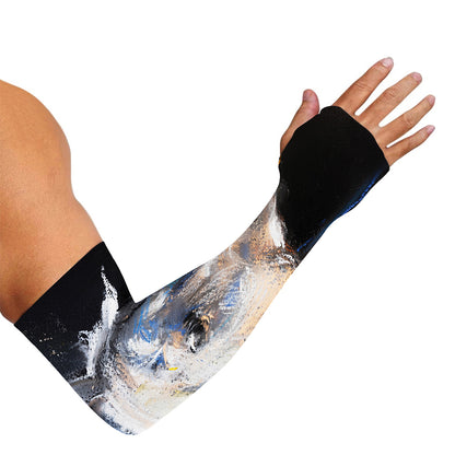 White Horse Portrait Print Sun Protection Arm Sleeves