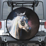 White Horse Portrait Print Tire Cover With Camera Hole