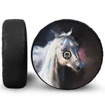 White Horse Portrait Print Tire Cover With Camera Hole