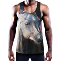 White Horse Portrait Print Men's Workout Tank Top