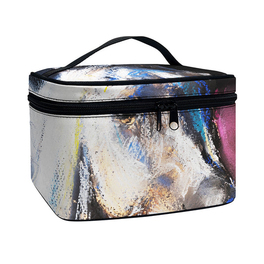 White Horse Portrait Print Travel Makeup Bag