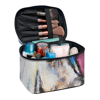 White Horse Portrait Print Travel Makeup Bag
