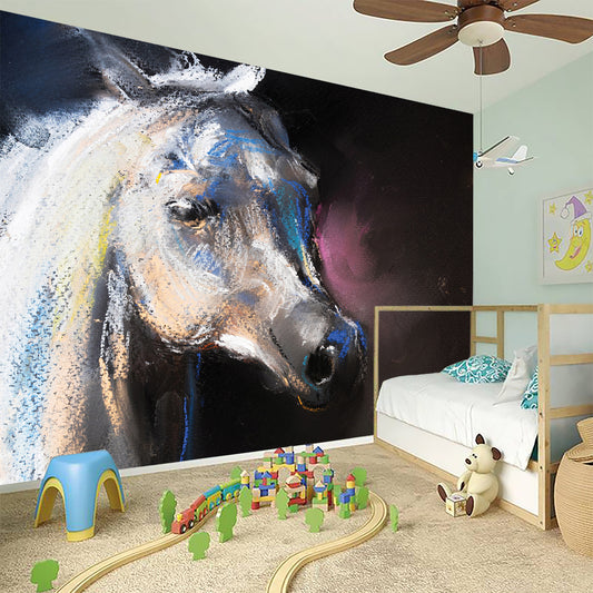 White Horse Portrait Print Wall Sticker