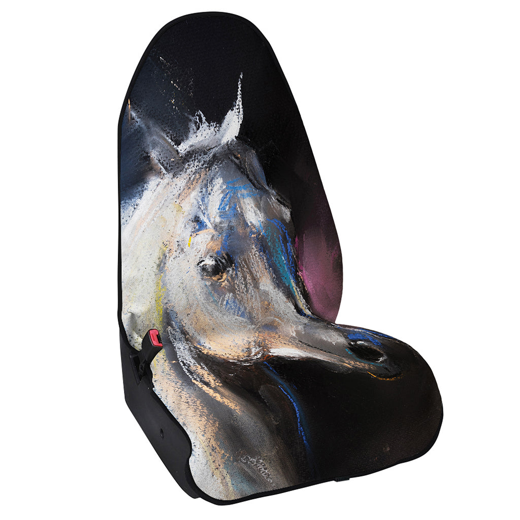White Horse Portrait Print Waterproof Car Seat Cover