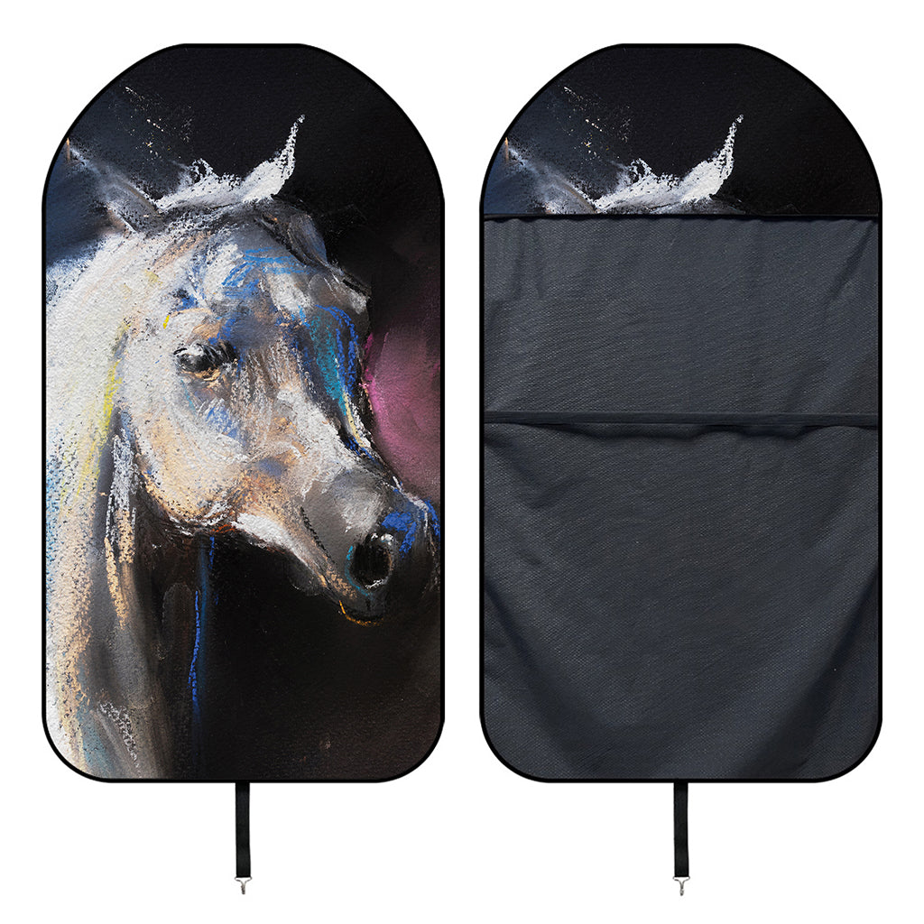 White Horse Portrait Print Waterproof Car Seat Cover