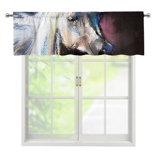 White Horse Portrait Print Window Valance