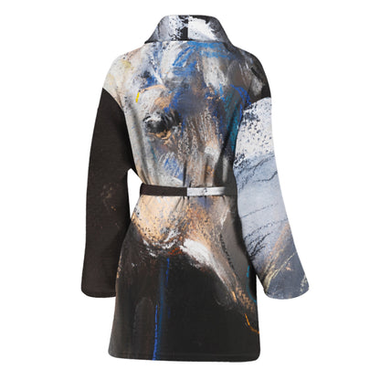 White Horse Portrait Print Women's Bathrobe