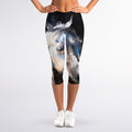 White Horse Portrait Print Women's Capri Leggings