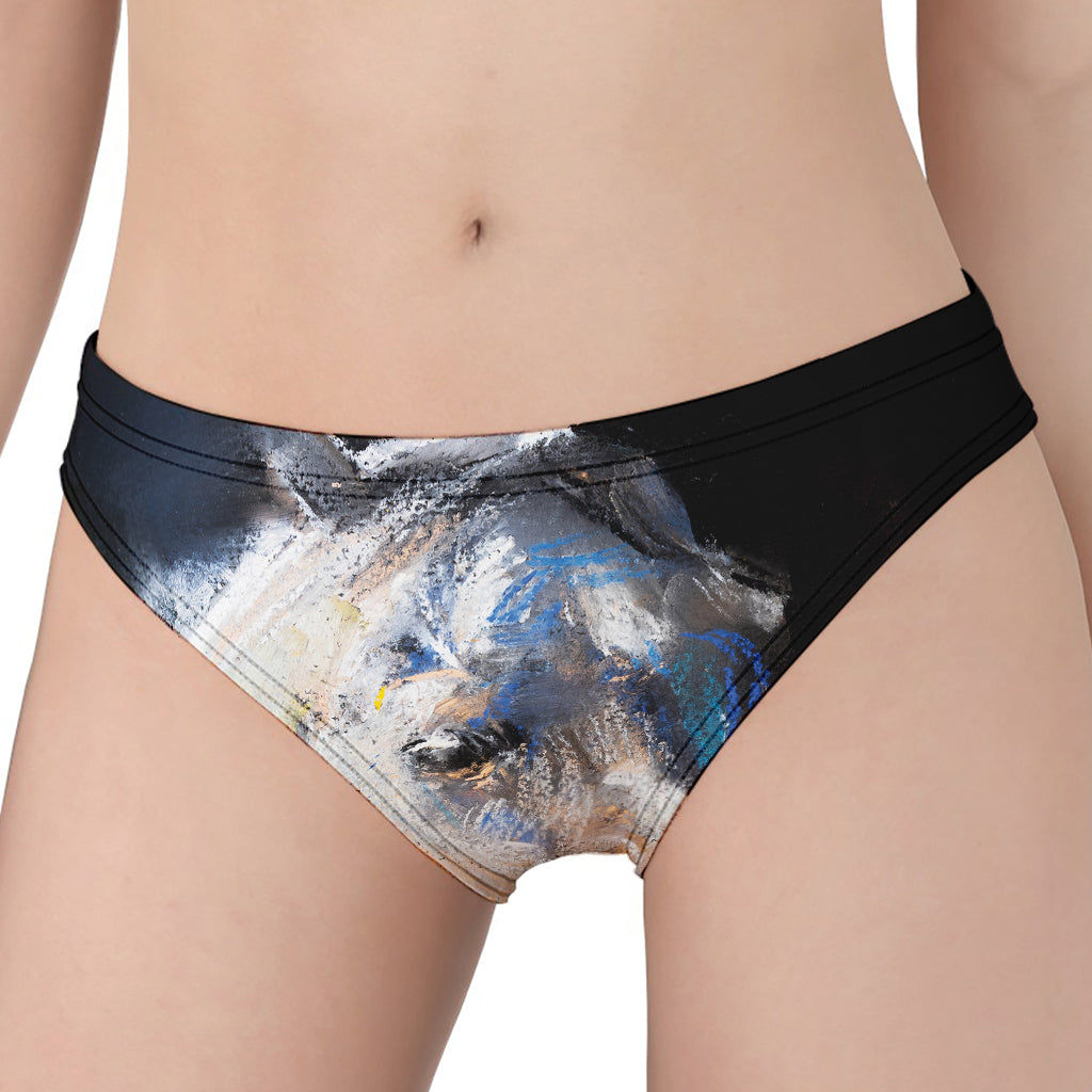 White Horse Portrait Print Women's Panties