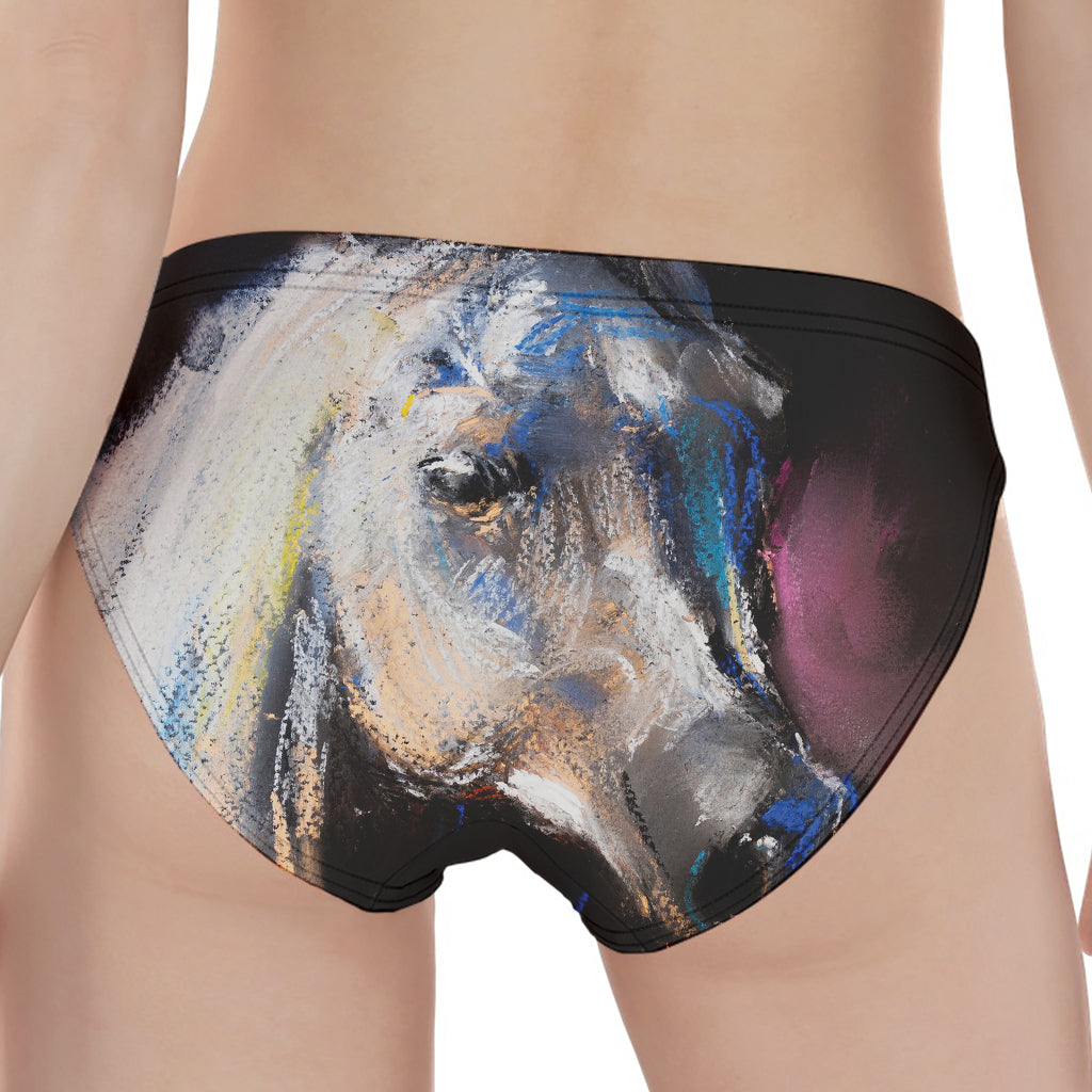 White Horse Portrait Print Women's Panties