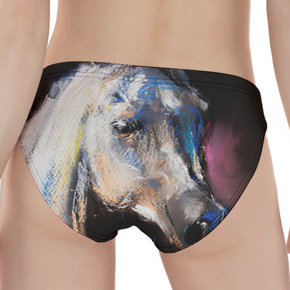 White Horse Portrait Print Women's Panties
