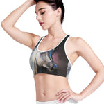 White Horse Portrait Print Women's Sports Bra