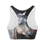 White Horse Portrait Print Women's Sports Bra