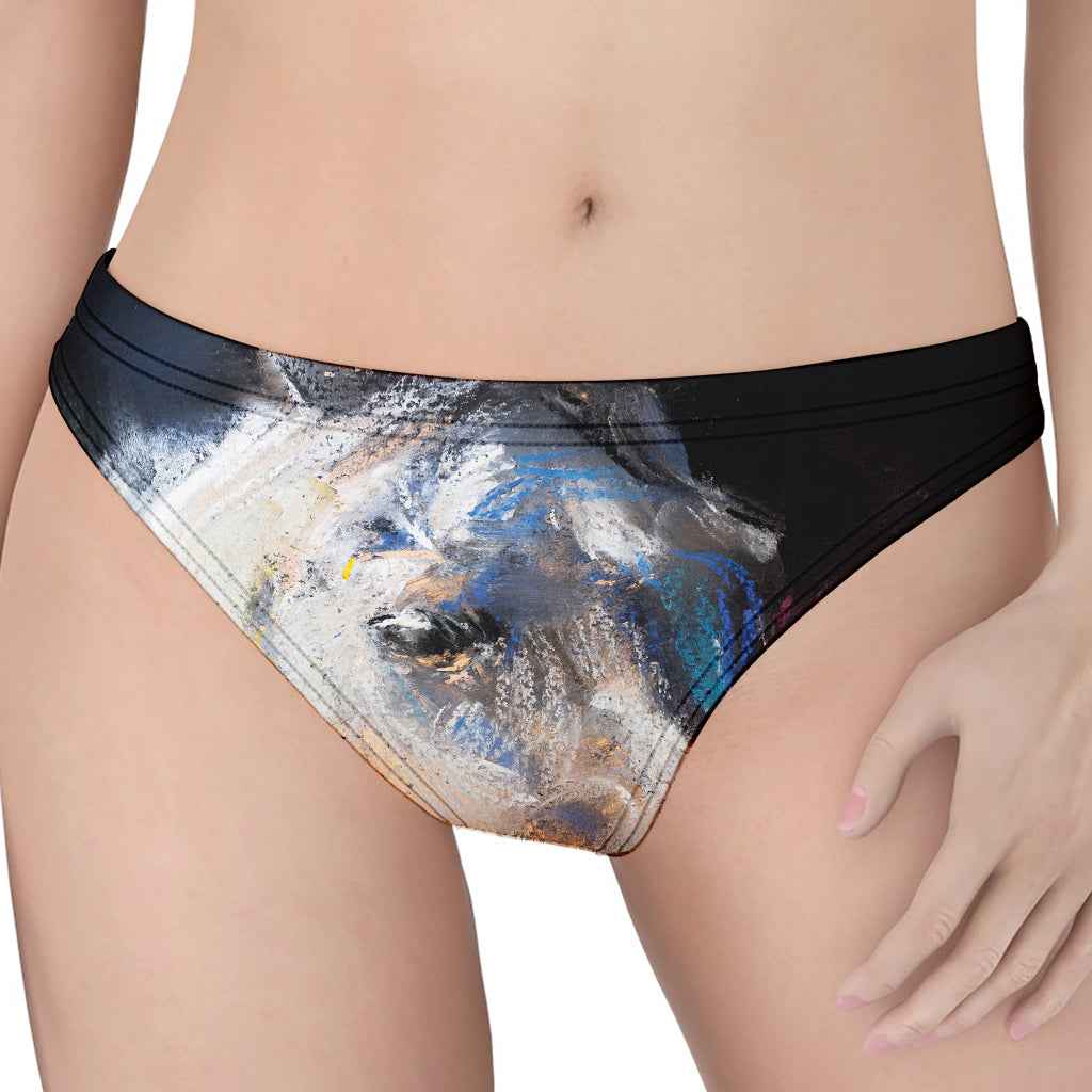 White Horse Portrait Print Women's Thong