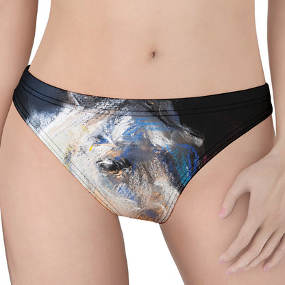 White Horse Portrait Print Women's Thong