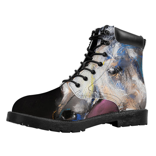 White Horse Portrait Print Work Boots