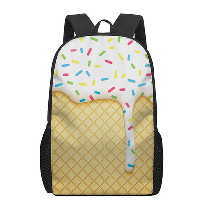 White Ice Cream Melted Print 17 Inch Backpack