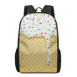 White Ice Cream Melted Print 17 Inch Backpack