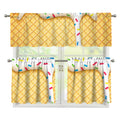 White Ice Cream Melted Print 3 Piece Kitchen Curtains