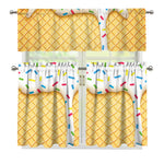White Ice Cream Melted Print 3 Piece Kitchen Curtains