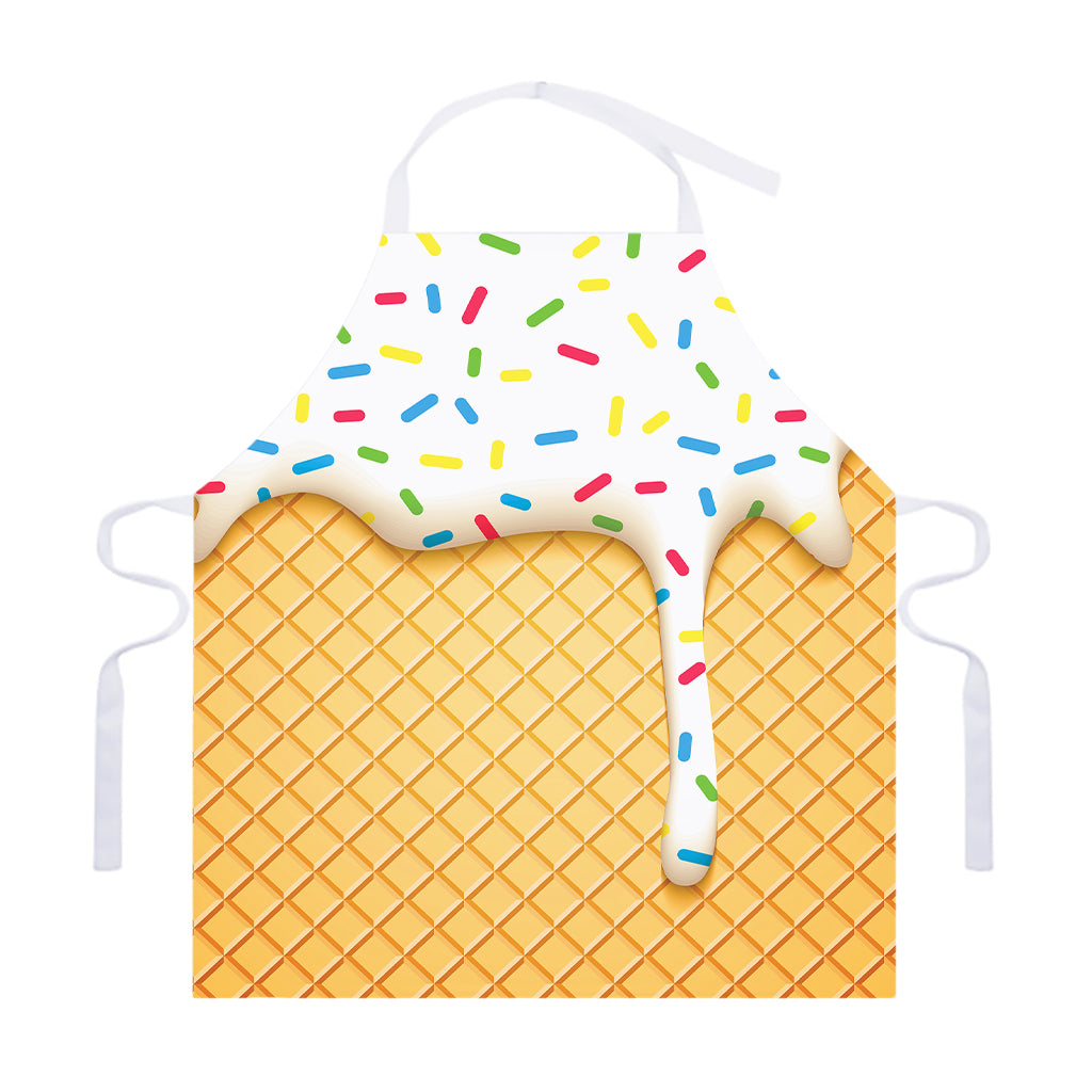 White Ice Cream Melted Print Adjustable Apron