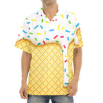 White Ice Cream Melted Print Aloha Shirt