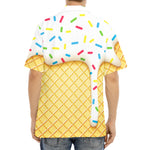 White Ice Cream Melted Print Aloha Shirt