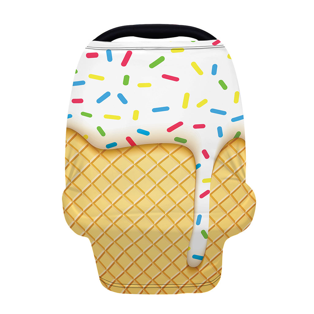 White Ice Cream Melted Print Baby Seat Cover