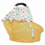 White Ice Cream Melted Print Baby Seat Cover